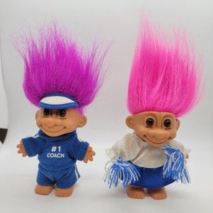 Russ Coach And Cheerleader 5" Troll Dolls Vintage